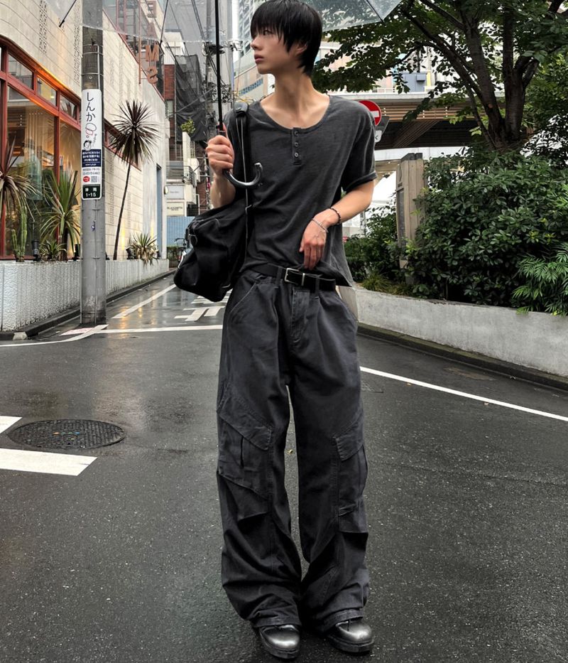 ダイアゴナル カーゴ ワイドパンツ