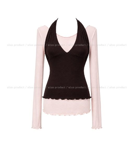 Dani Ruffle Layered Halter Long Sleeve