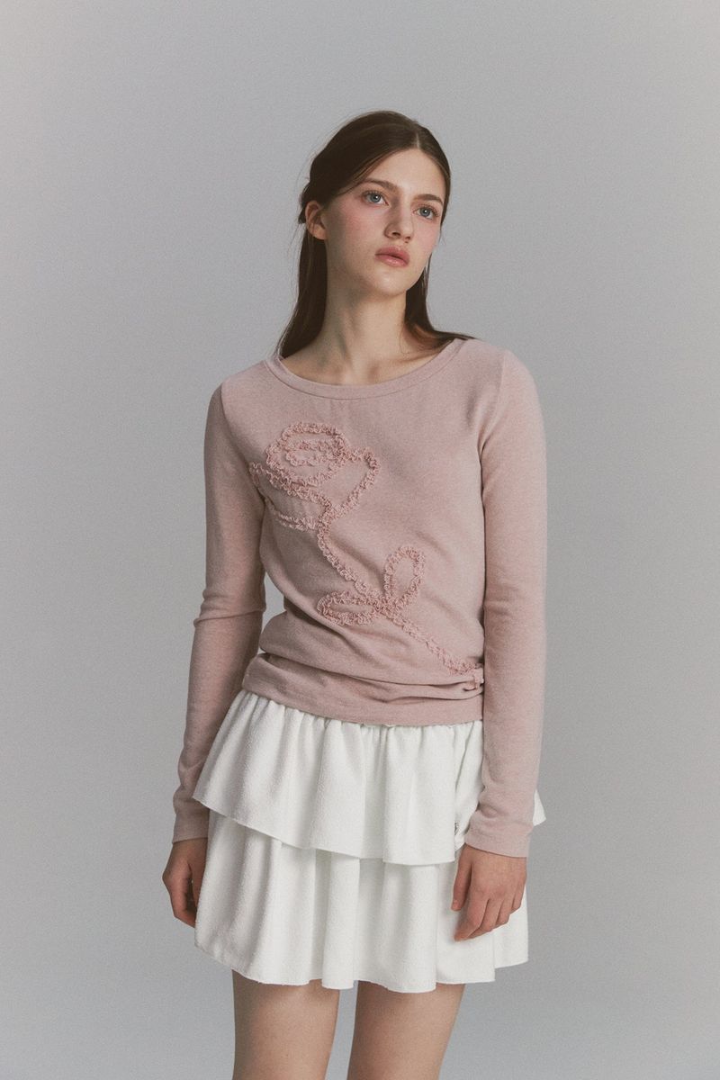 Lace Rose Long Sleeve Pink