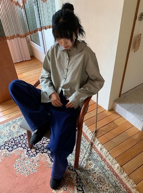 26FW★ [BAONHAUS] Hoimin Round Collar Check Blouse