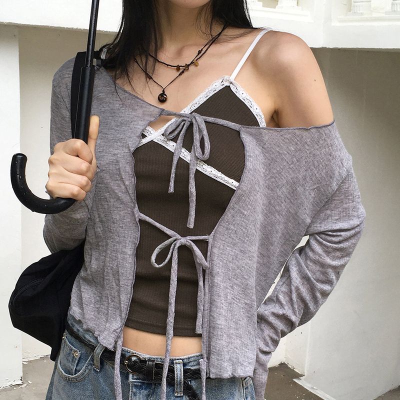 WONDER WONDER（ワンダーワンダー）の「Turrat Frill Wave See-Through Ribbon Strap Cardigan（）」