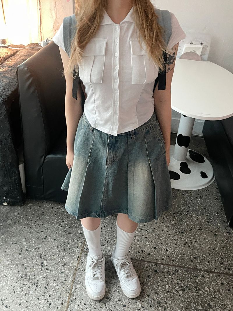 Colouring pocket collar t-shirt