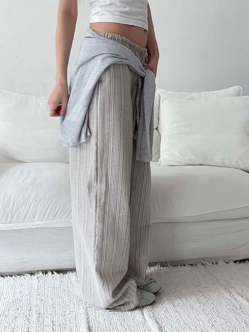 Natural sand stripe linen pants(2color)