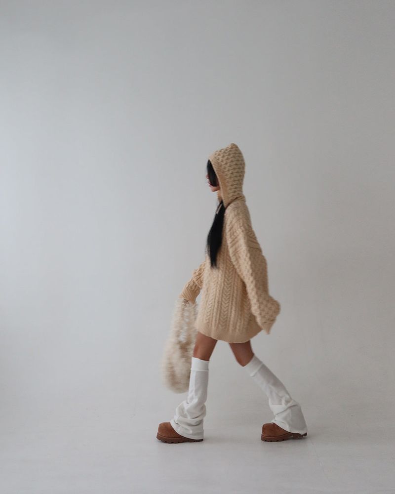 Wool napping slim bootcut leg warmer