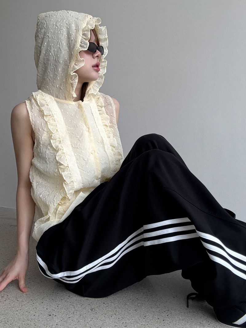 pintuck track pants