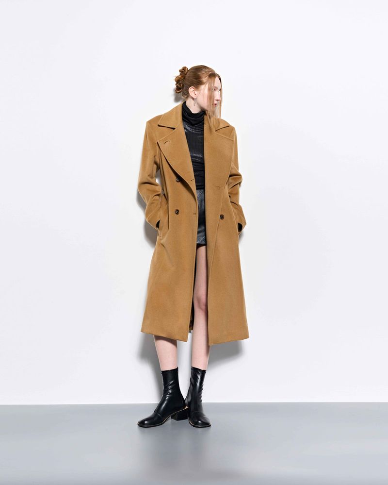 Wide Collar Oversized Double Wool Coat _ Camel