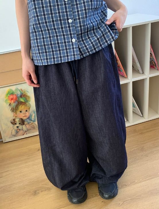 [unisex] Hashin Denim String Wide Pants
