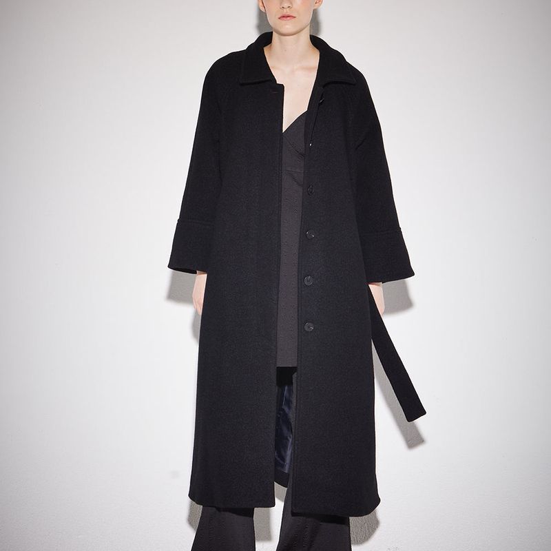 Balmacaan boucle coat black