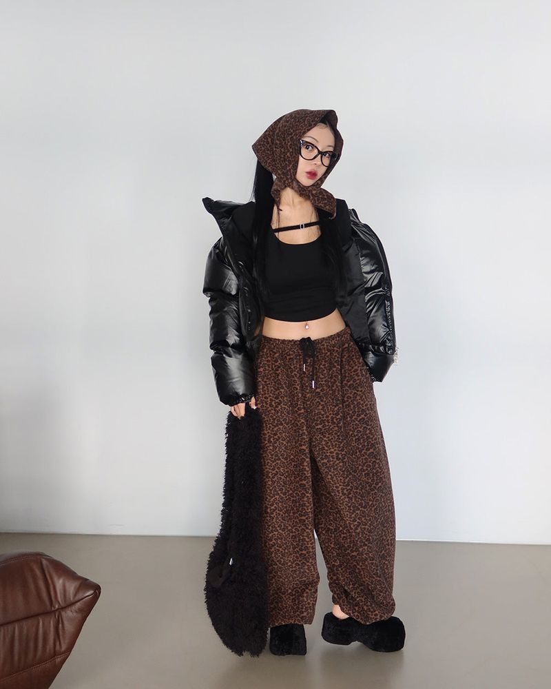 woolen leopard leopard tube top scarf