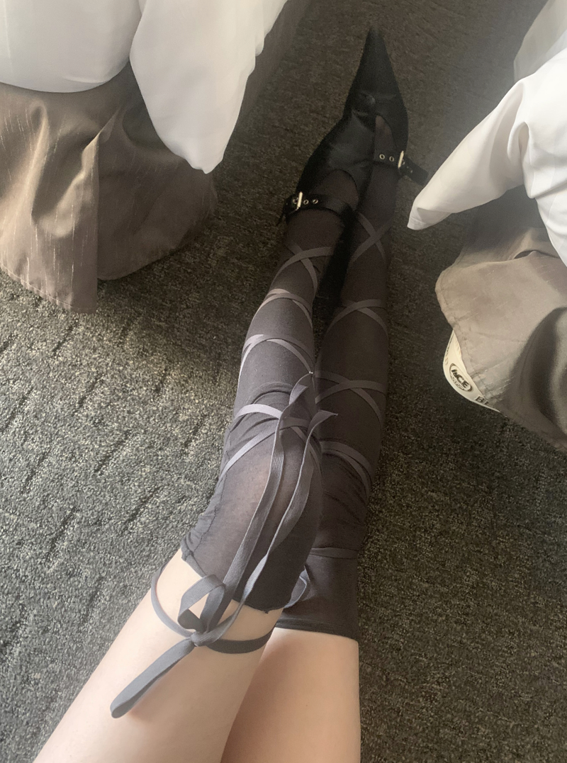automatic see-through strap socks (dark gray)