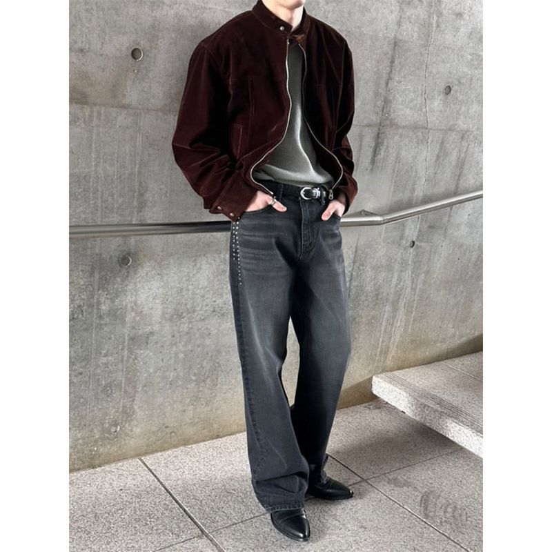 [S/F] Suede crop biker jacket(2color)
