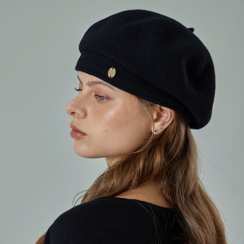 VA Oval-Metal Wool Beret  / Black