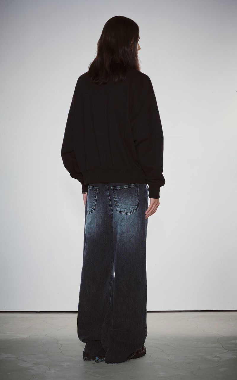 DESTROYED HEM WIDE DENIM_BLACK