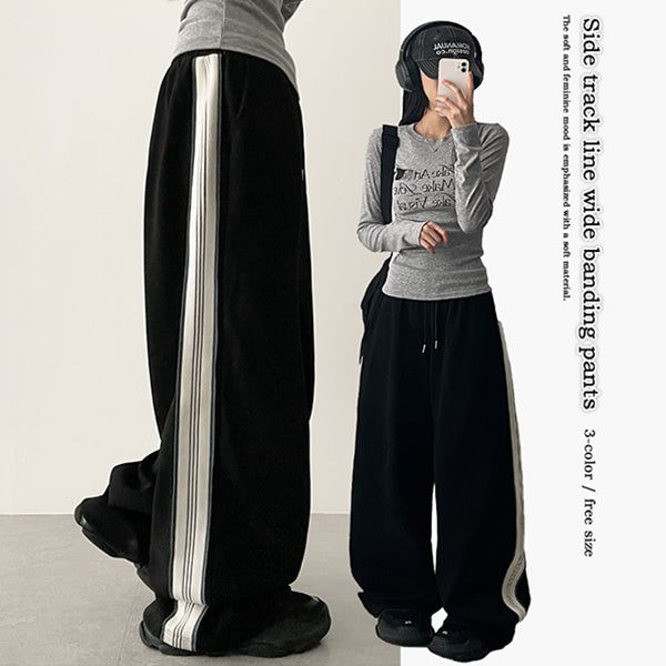 Enz Side Track Line Wide Pants