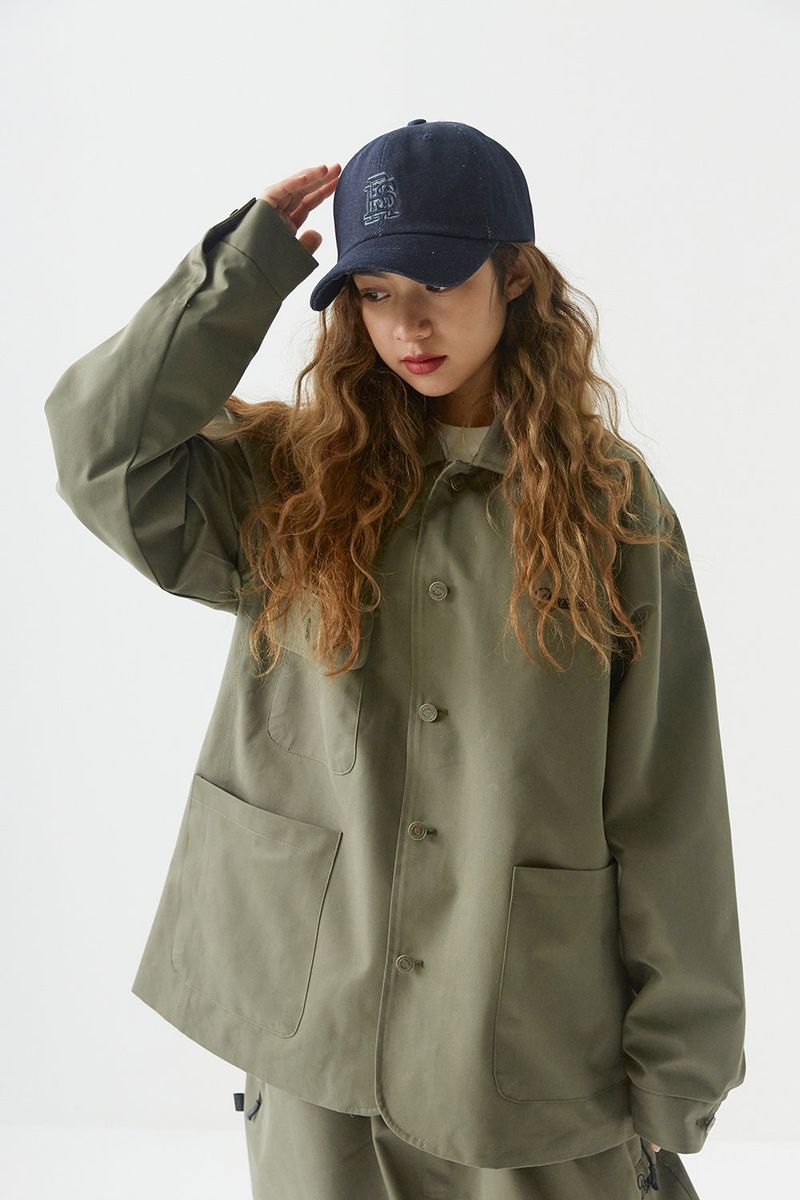 BSR2223FWJK065 LOGO COLLAR COTTON BASIC JACKET KHAKI