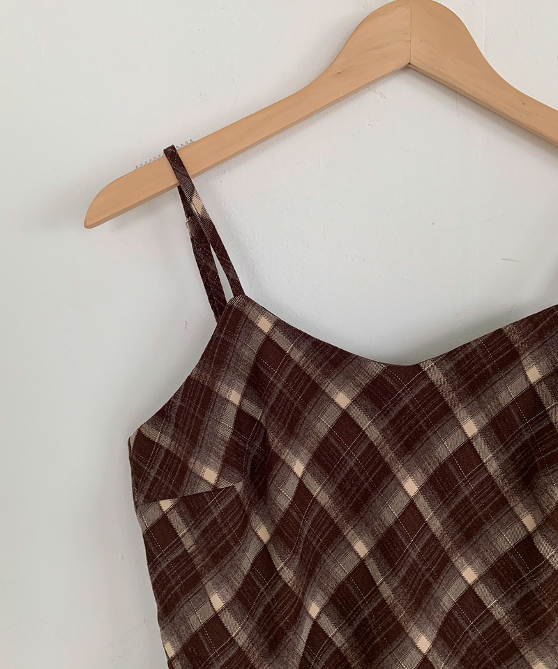 Mute Unbalanced Bustier Checkered Dress