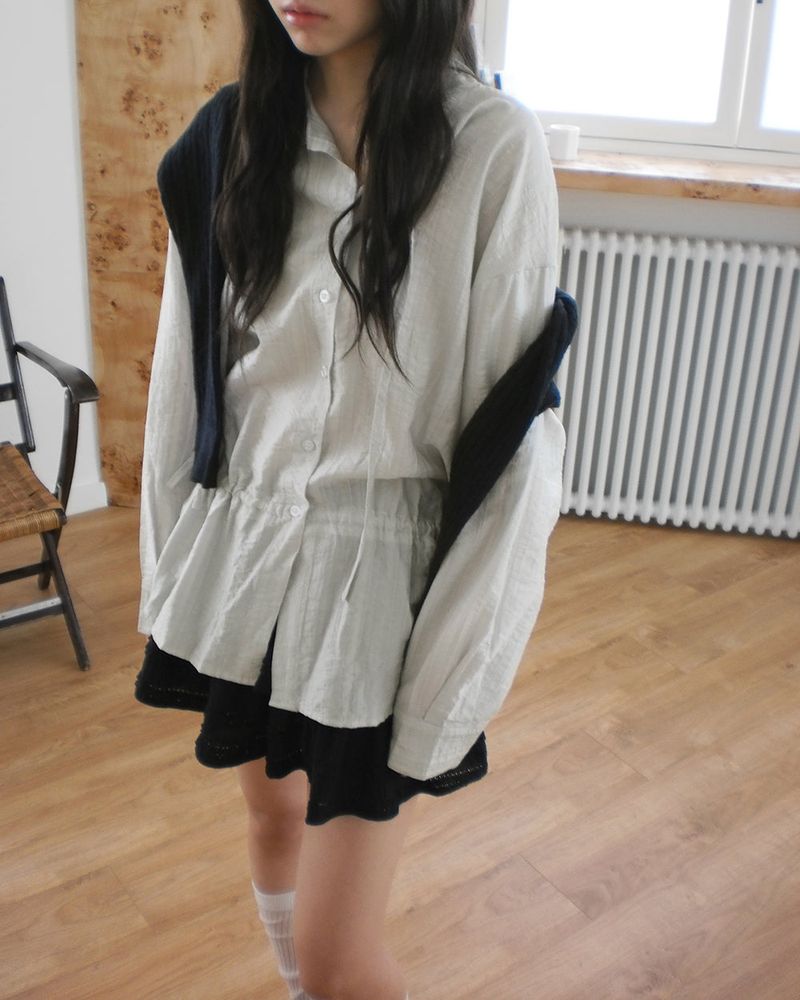 Kenny Stripe Frill Strap See-through Blouse