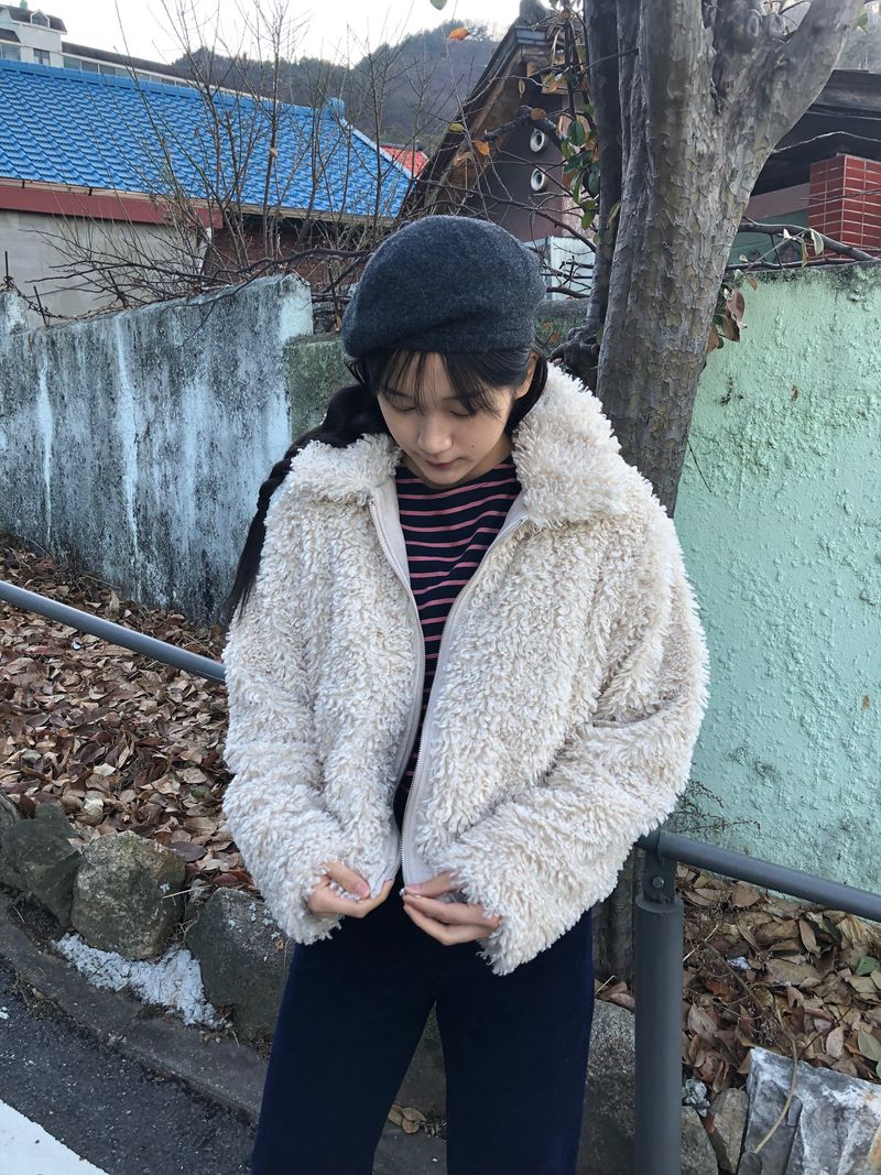 Wild fur collar jacket
