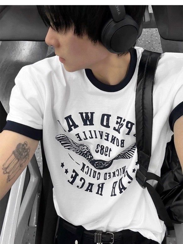 COSYHARU（コシハル）の「Printed Ringer Short-Sleeve Tee（Tops）」