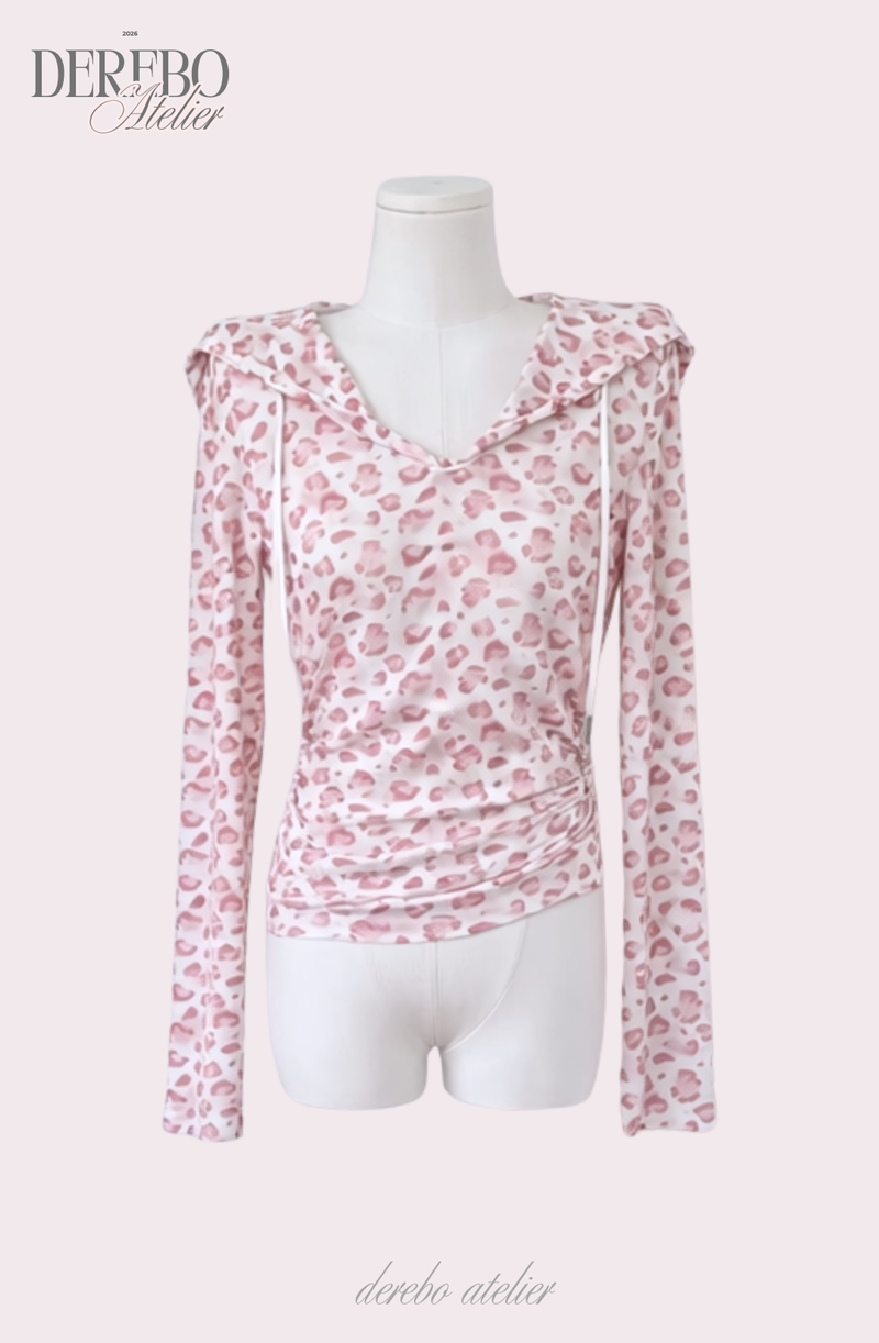 Pink Bly Leopard Hoodie Long Sleeve T-Shirt