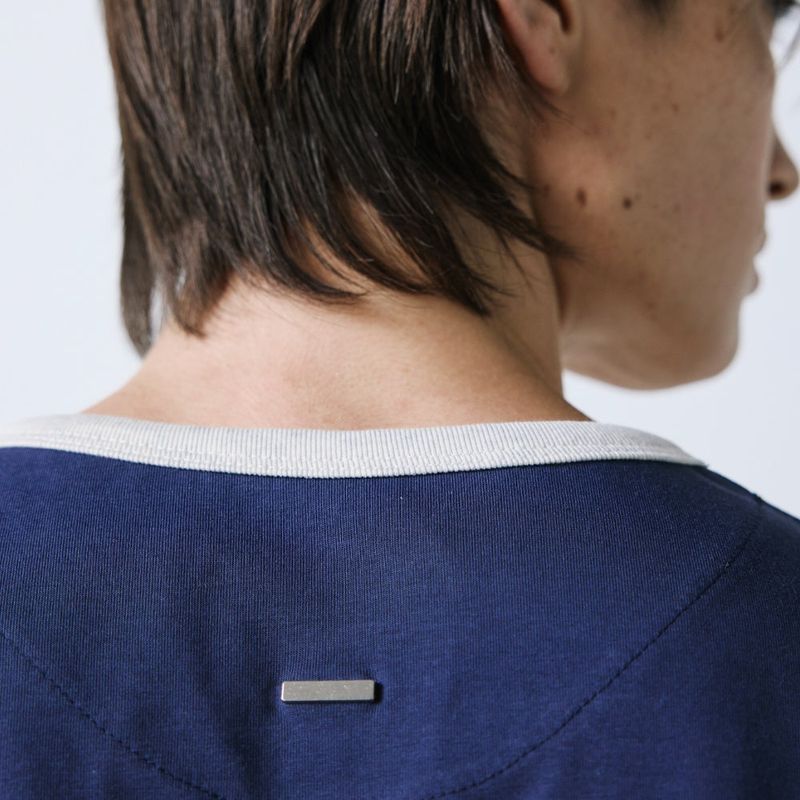 henley neck concho ringer t-shirt navy