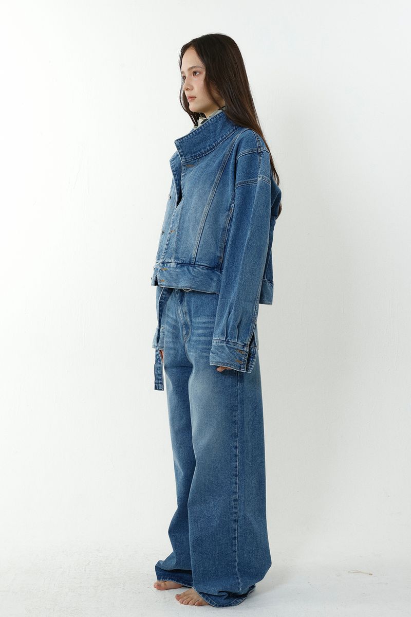 OBLIQUE DENIM JACKET_BLUE