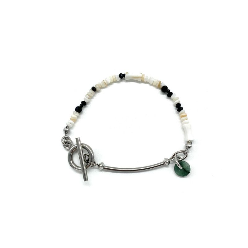 Green point half bangle bracelet (2 color)