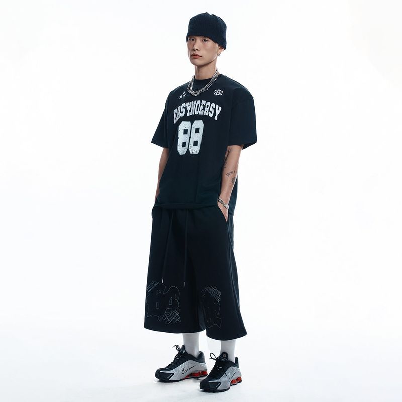 ENOE Patch Sweat Bermuda Pants - BLACK