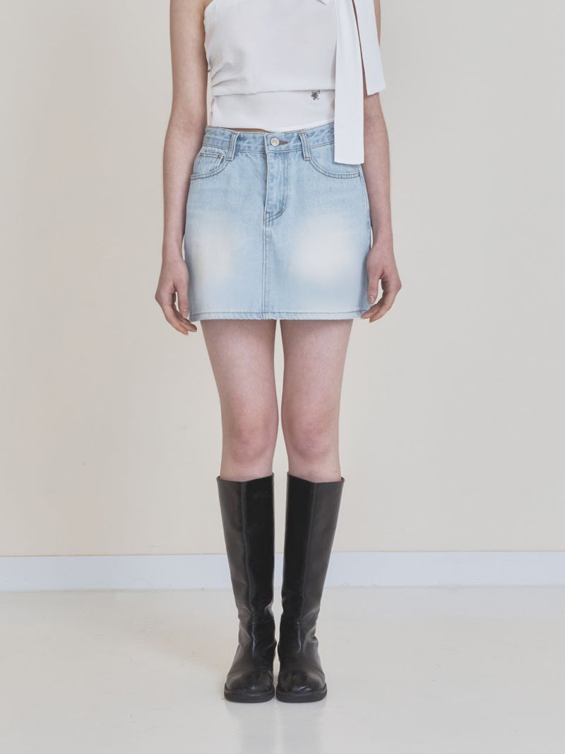 Not your rose（ノットユアローズ）の「Rosie denim skirt (Light blue)（Skirts）」