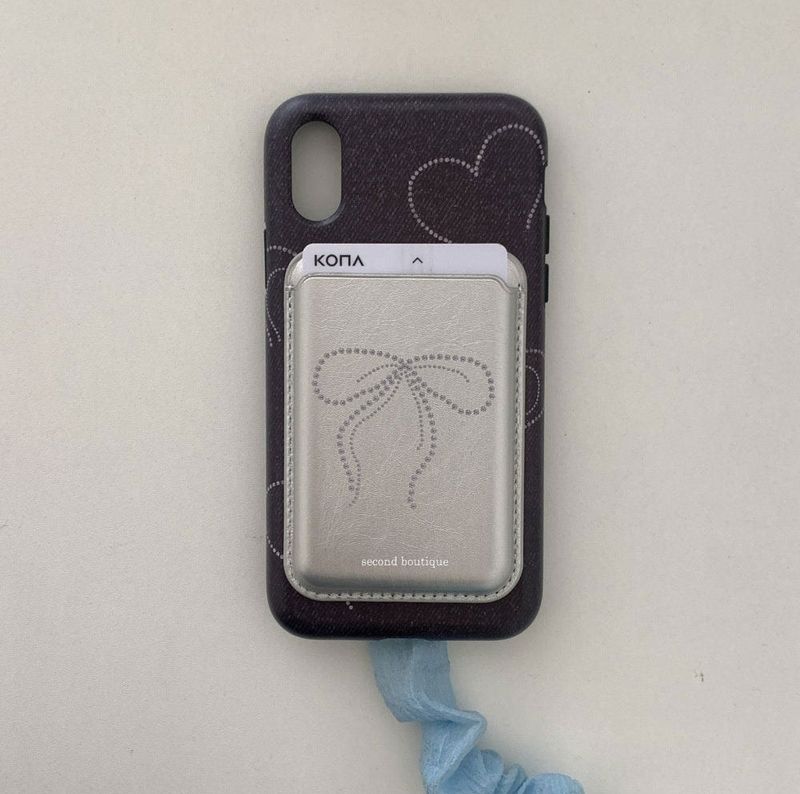[MADE]  Twinkle ribbon magsafe card wallet(ver.2)_SILVER
