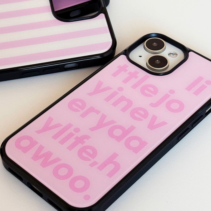 lettering glossy glass bumper case (pink)