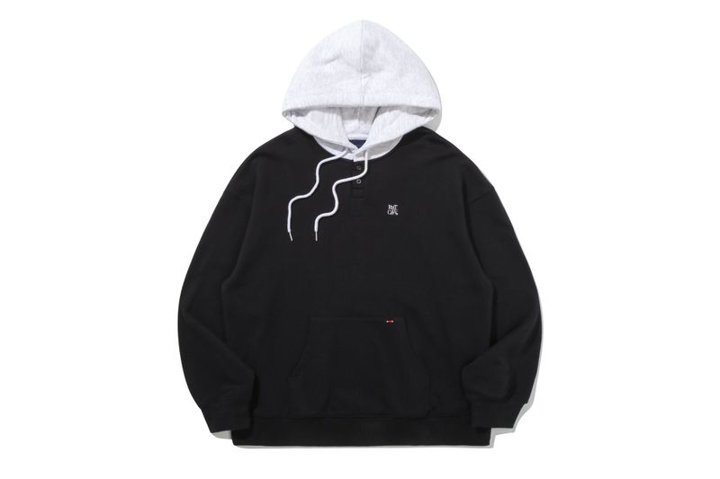 TWO TONE BUTTON HOODIE