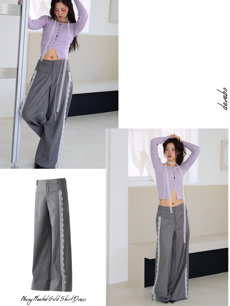 side lace wide slacks