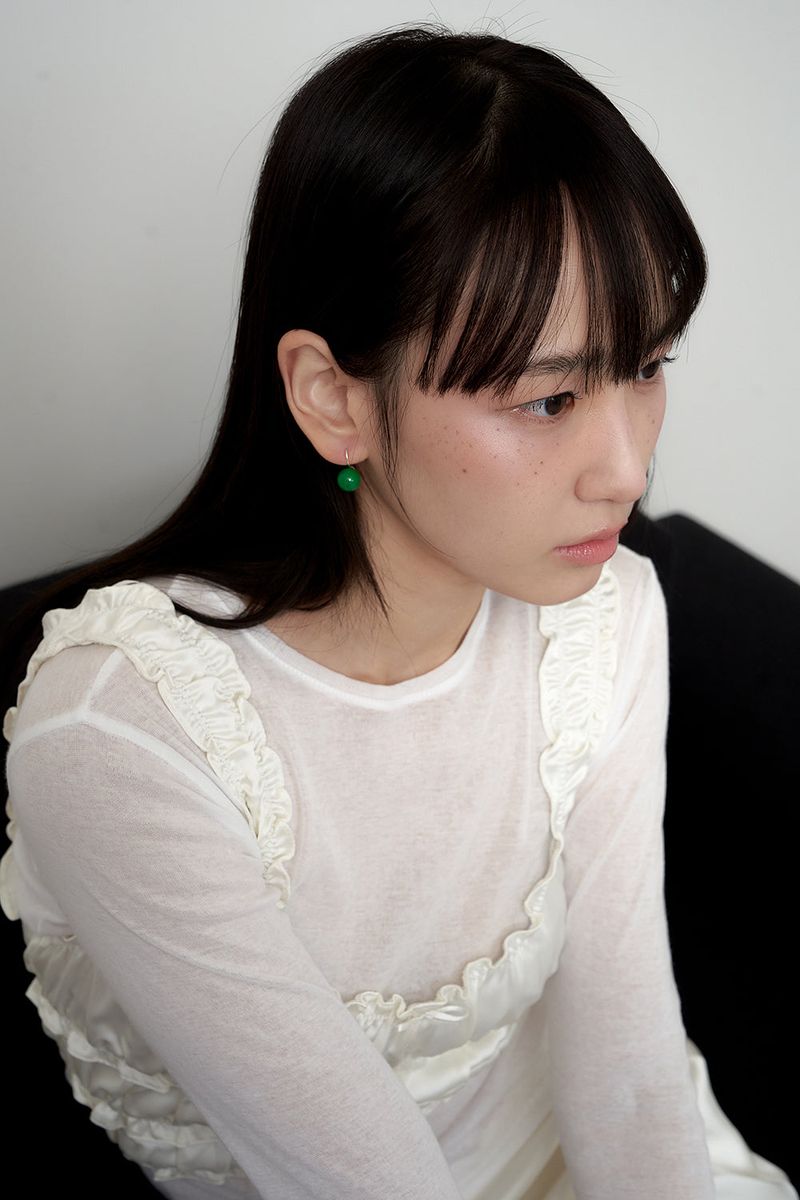 [silver925] jade ball hook earring