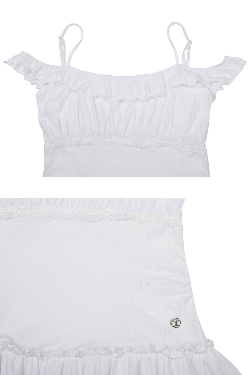 PETAL RUFFLE DRESS white
