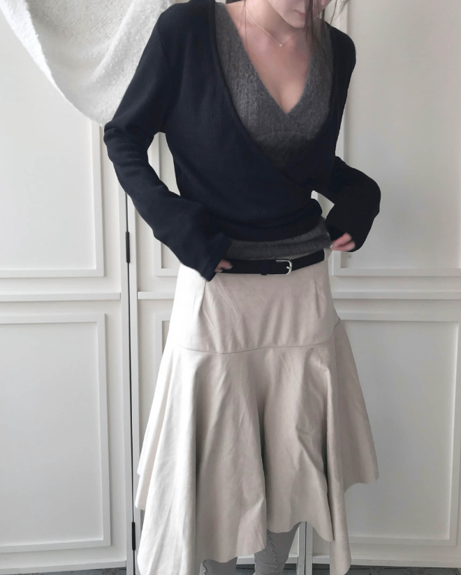 brondy matte suede asymmetric sk