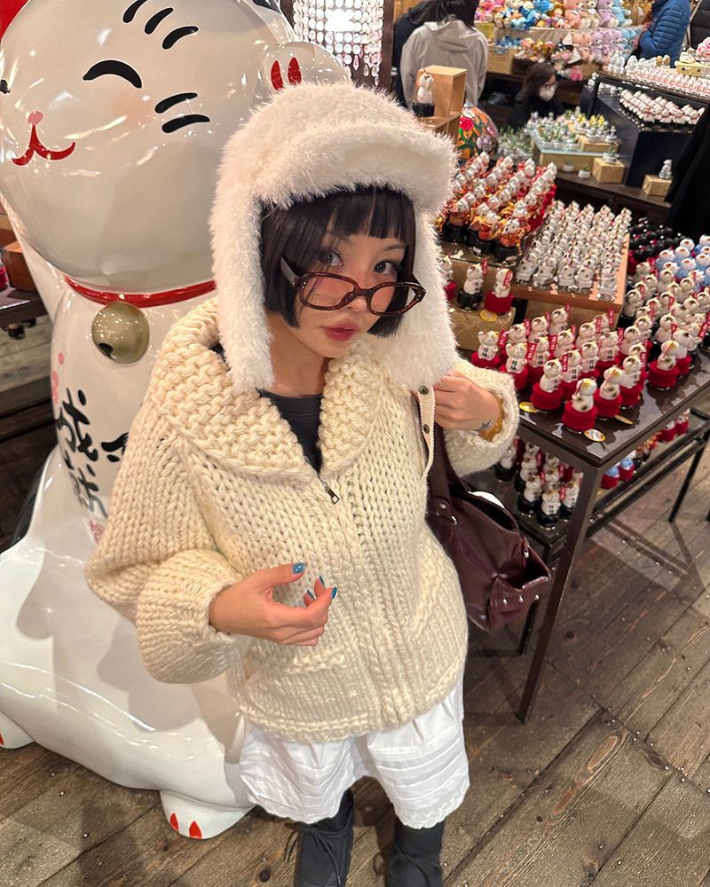 Earrings Roll Up Fur Truffer Hat