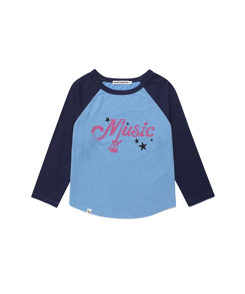 VINTAGE MUSIC RAGLAN TEE BLUE(CV2GFFT551A)