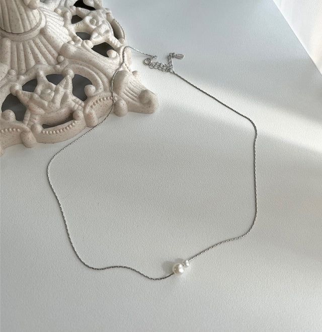 loo Silver 925 Pearl Innocent Daily Short Wedding Guest Necklace