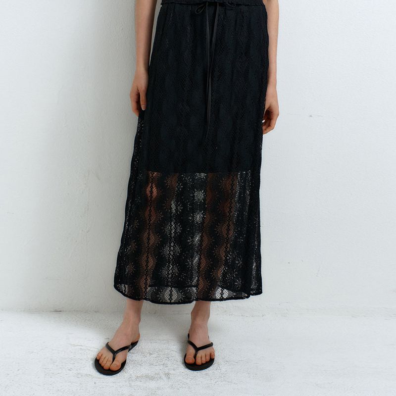 Lace Long Skirt_Black