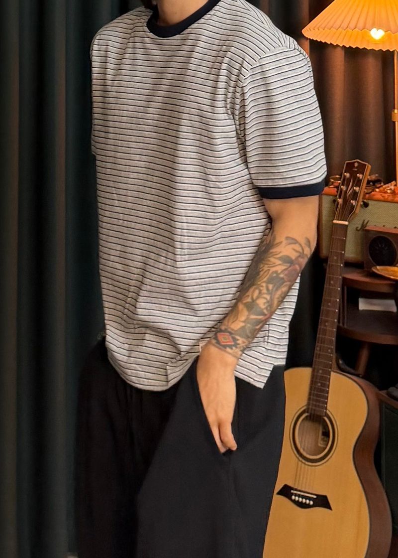 Striped Ringer Short-Sleeve T 3COLOR