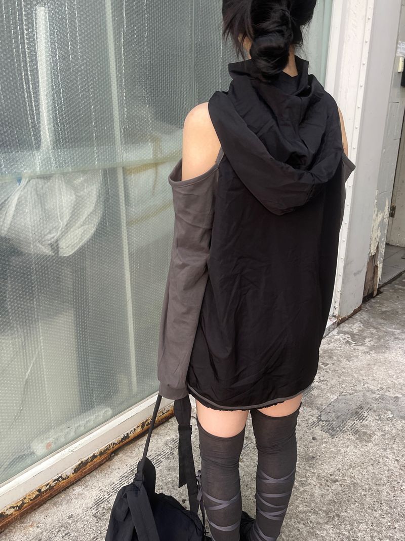 shoulder slit wind anorak hood