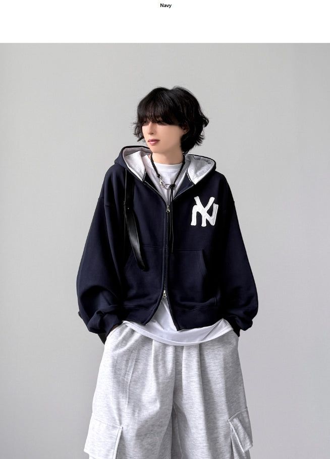 Applique Crop Hood Zip-Up