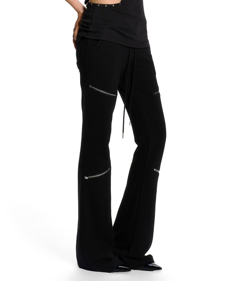 ZIPPER LINE BOOTS CUT SWEATPANTS BLACK