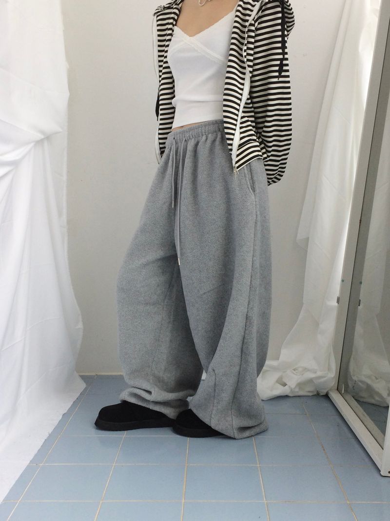 Stripe Semi-Crop Hooded Zip-Up