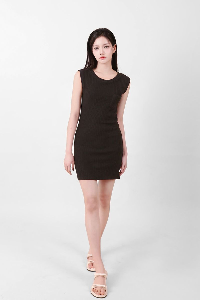Simple Sleeveless Mini Onepiece Black