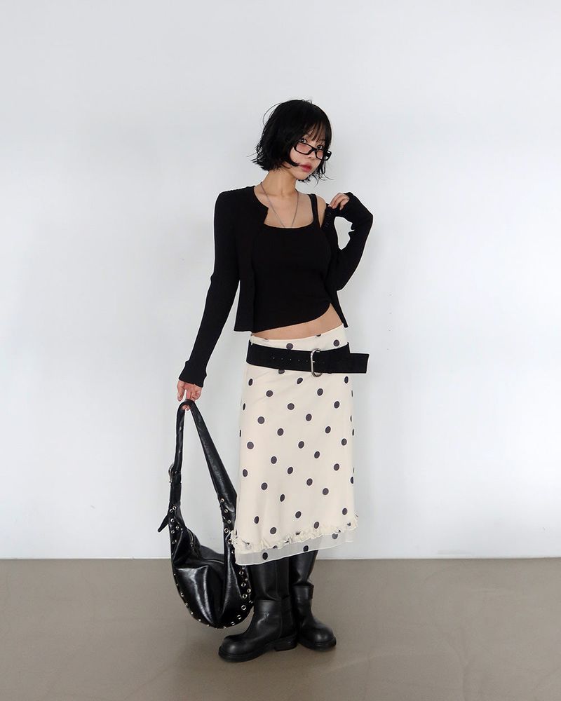 V-neck Knit Sleeveless Cardigan Set