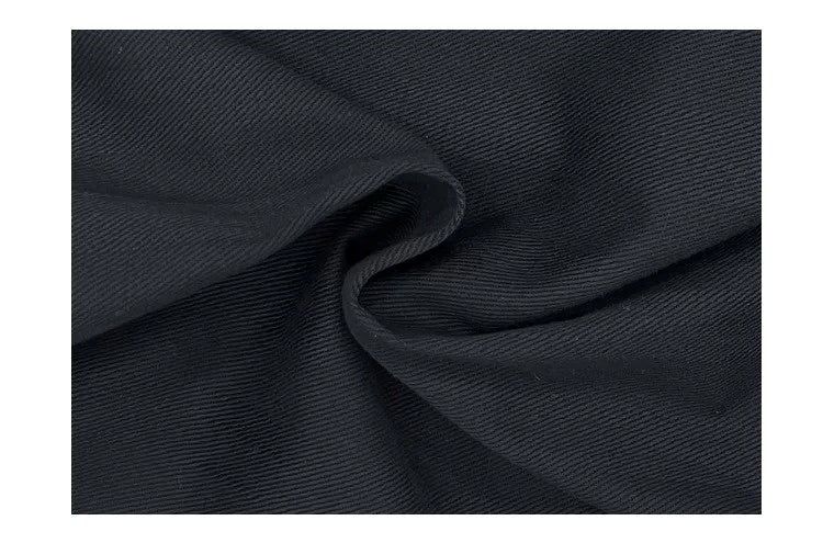 Black high-button-up wide pants