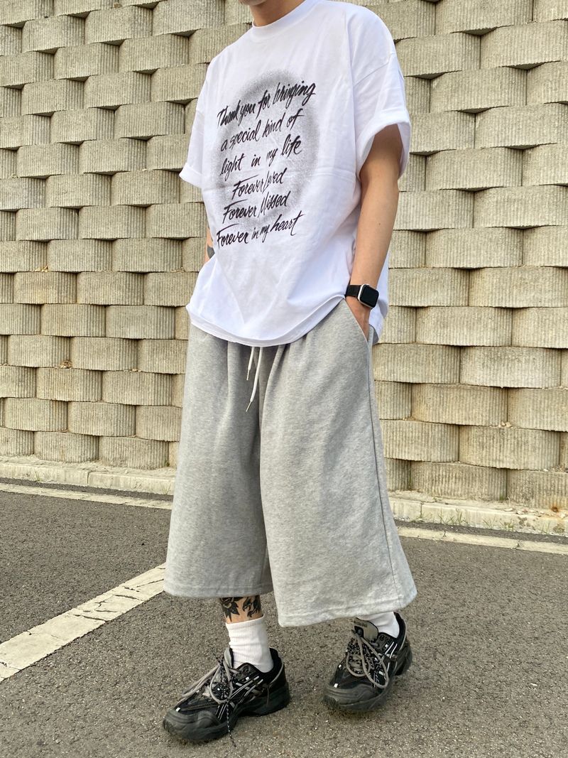 Layer pintuck bermuda wide half pants 2C