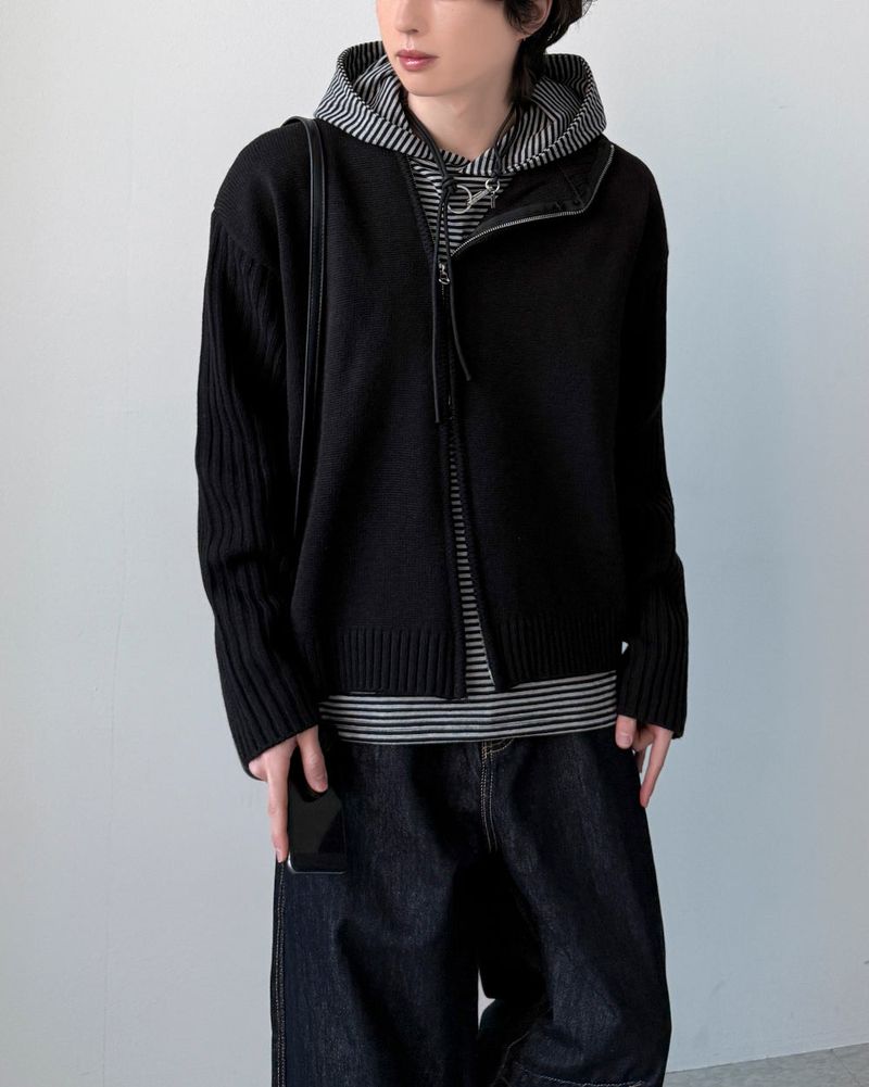 Deegan Slash Knit Zip-Up